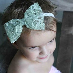 [Banner Boutique]Classic Lace Bow  Headband-Saga green