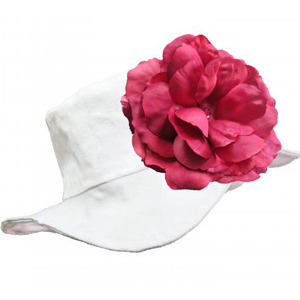 SALE/[Jamie Rae Hats]White Sun Hat with Raspberry Rose